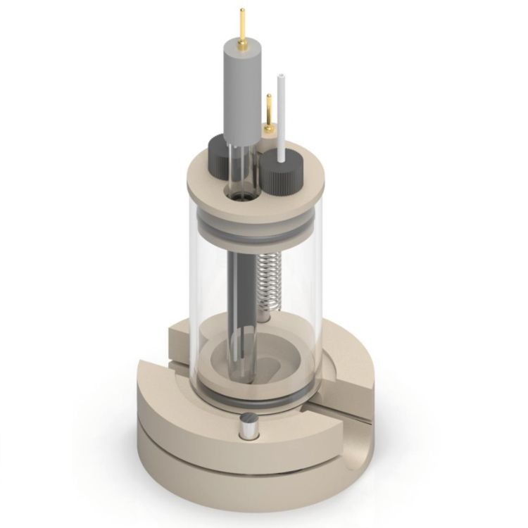 An der Unterseite befestigte elektrochemische Zelle mit Transistor inkl. Elektrolyt-Gate