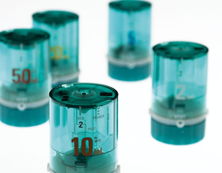 Metrohm propose des unités de dosage de différents volumes (2, 5, 10, 20 et 50 ml) pour répondre aux besoins de manipulation de liquides de presque toutes les applications de laboratoire.