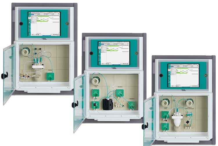 Process analyzer for potentiometric, photometric, and thermometric wet chemical analysis