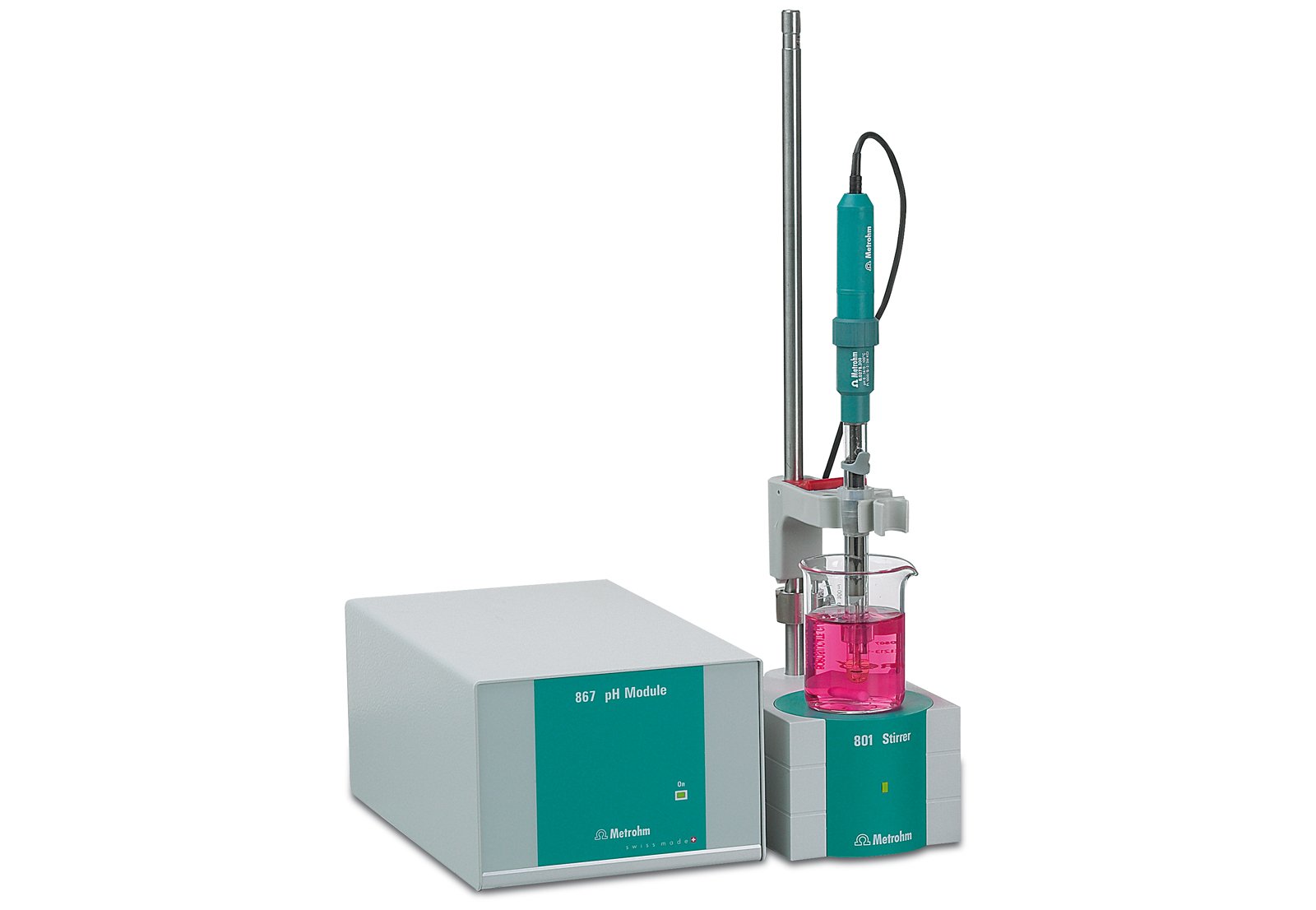 The 867 pH Module (left) and 801 Stirrer with stand (right)