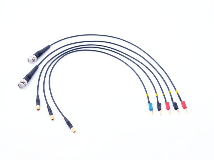 2mm Banana Adaptive Cable Set: 5 cables of 0.5 m ending with 2 mm banana connectors
