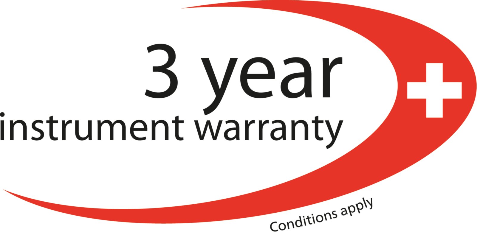 3 year instrument warranty, red, cmyk, english, tif, logo