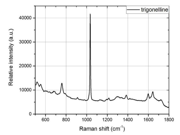Espectro Raman de solución trigonelina a 250 mM