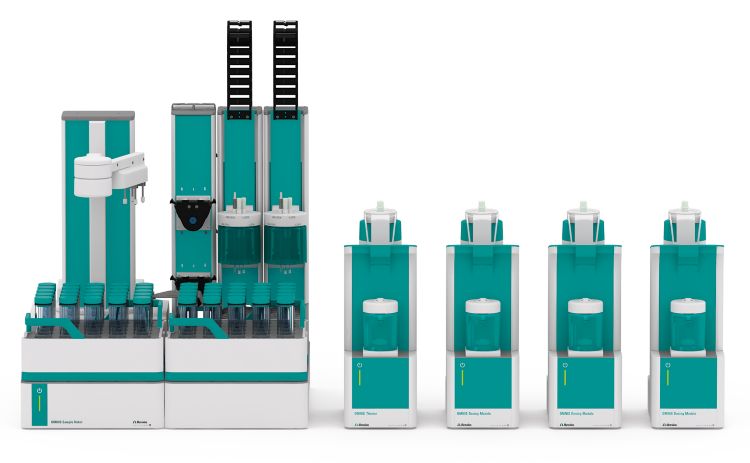 Sample Robot S with Dis-cover, OMNIS Dosing Modules and OMNIS Titrator Professional equipped with two dSolvotrodes.