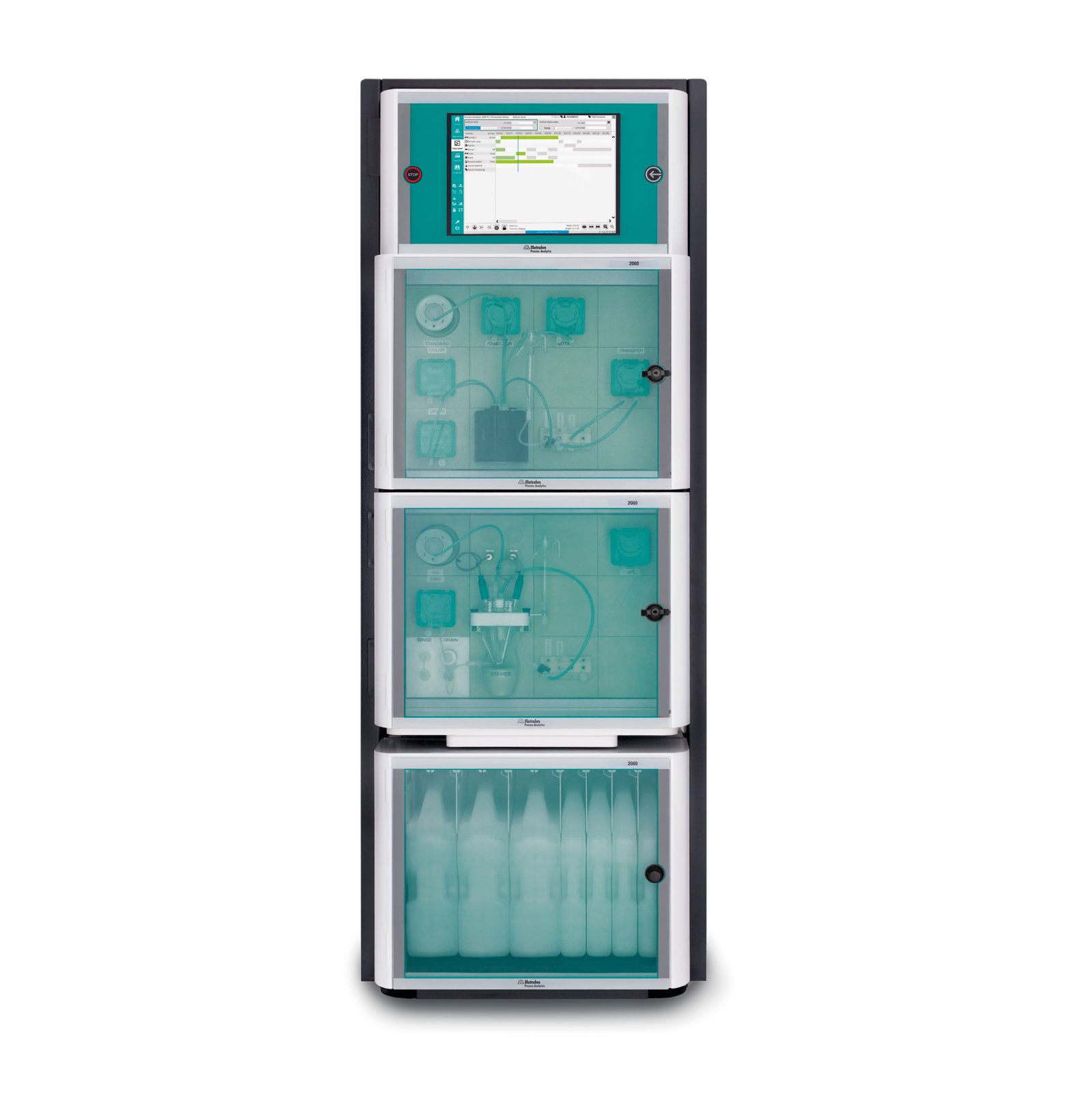 The 2060 Process Analyzer from Metrohm Process Analytics, configured to perform both titration and photometric analyses online.