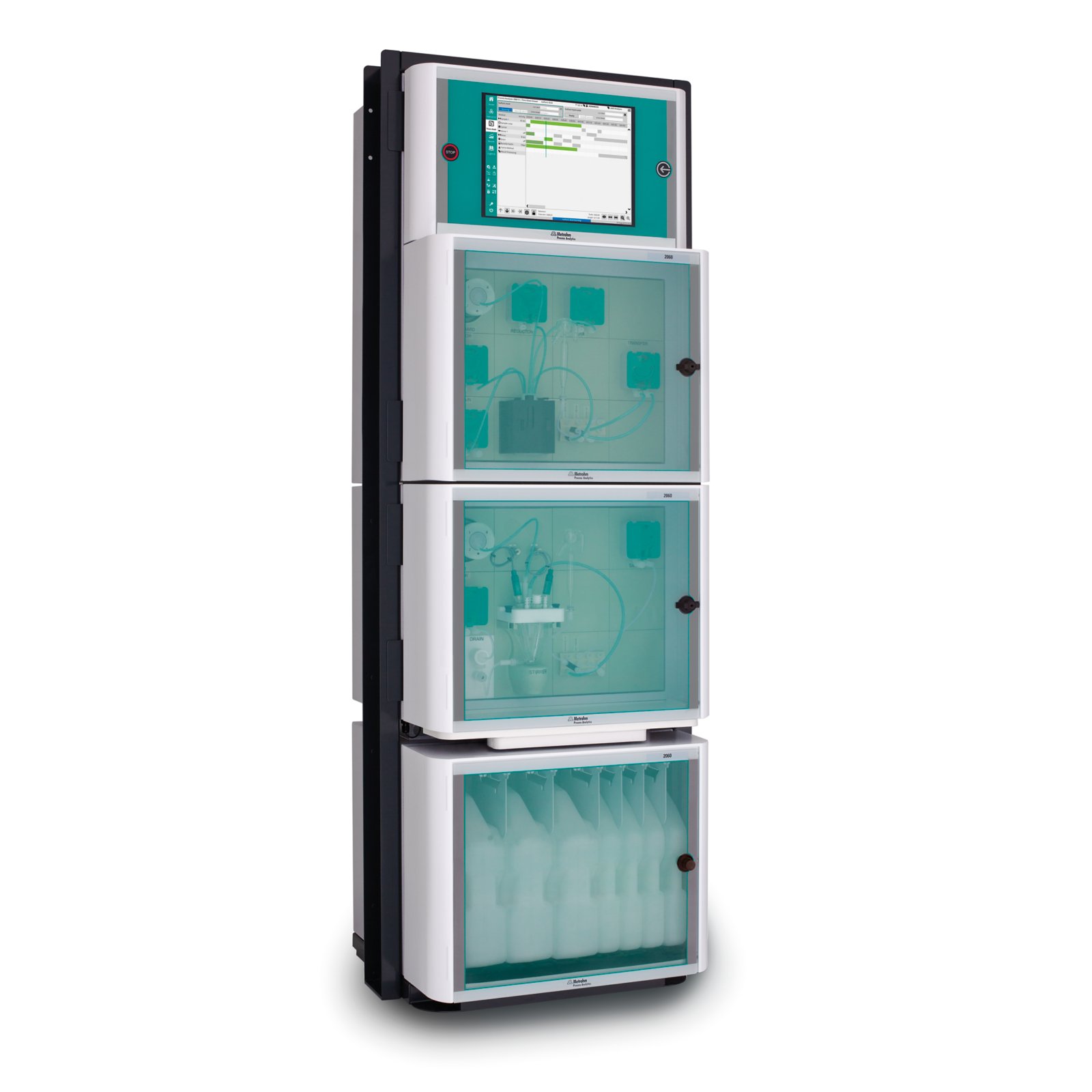 2060 Process Analyzer, Metrohm Process Analytics, online analysis, process analyzer systems, Angle front view, door closed, Automated analysis