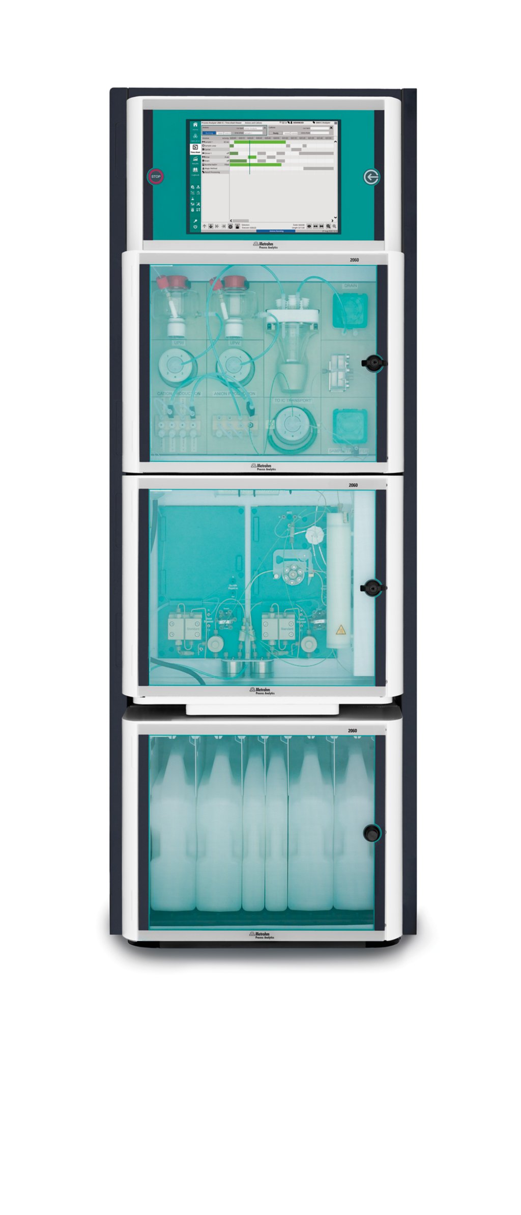 Online trace analysis of amines in the alkaline water-steam