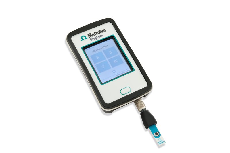 Das DROPSTATPLUS-Gerät und der CASTDIR-Anschluss als Interface für siebgedruckte Elektroden. 