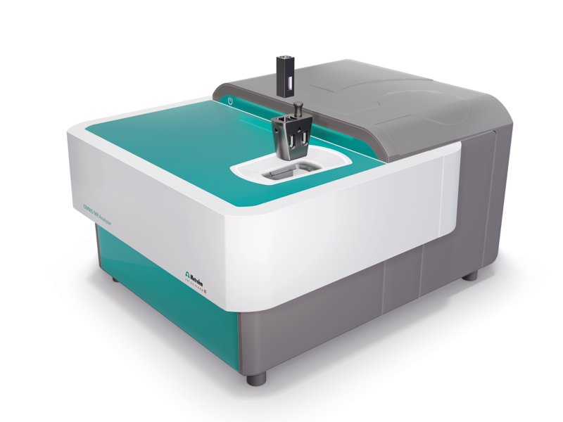The OMNIS NIR Analyzer Liquid from Metrohm featured with a flow-through cell and holder.