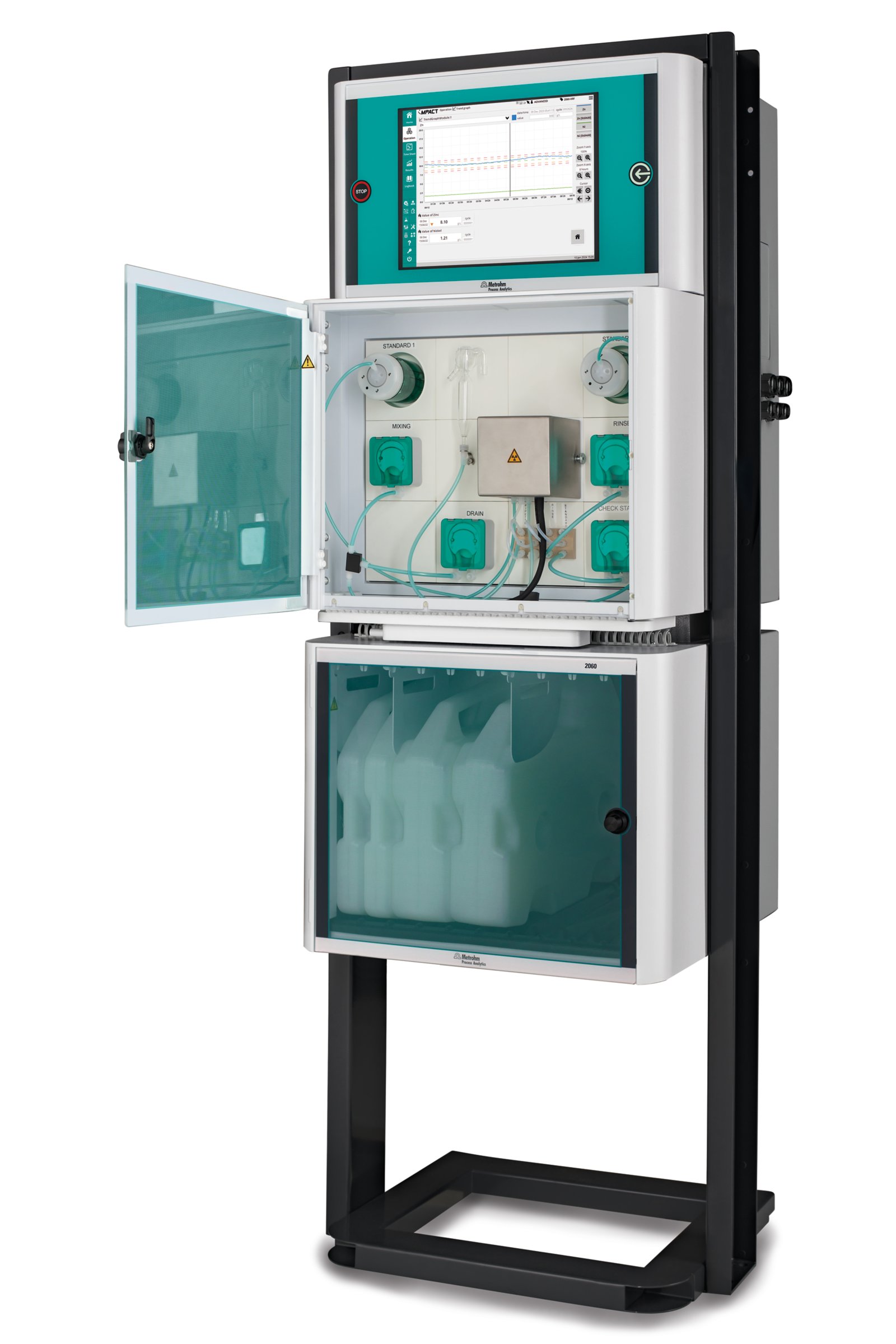 The 2060 XRF Process Analyzer from Metrohm Process Analytics offers online elemental analysis of liquid samples for optimized process control. Rhodium and tungsten sources are used along with a silicon drift detector (SDD).