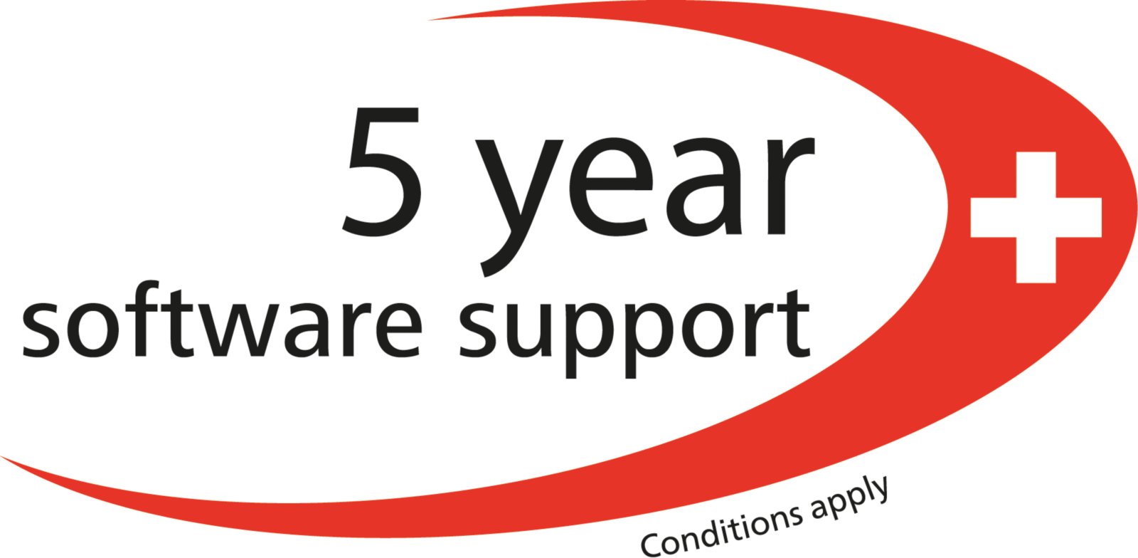 5 year software support, red, tif, logo