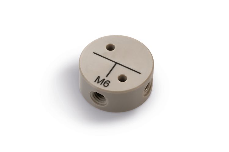 T connector, 2 x UNF 10/32, M6