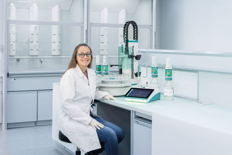 IONIC Titrator with female lab technician