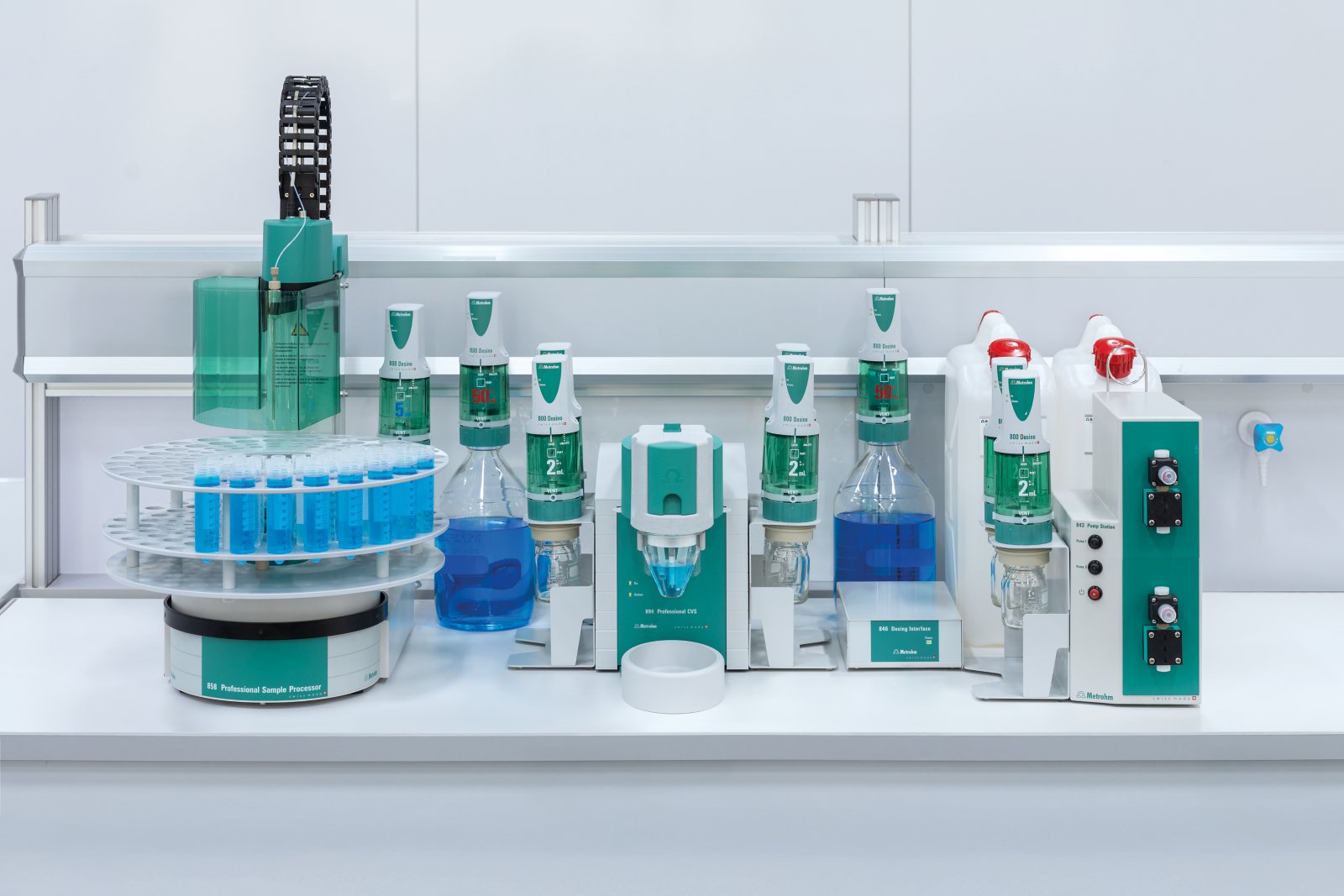 894 Professional CVS fully automated, 858 Professional Sample Processor, 843 Membrane Pump Station, nine 800 Dosinos, Dosino sample transfer, Key Visual, 2025