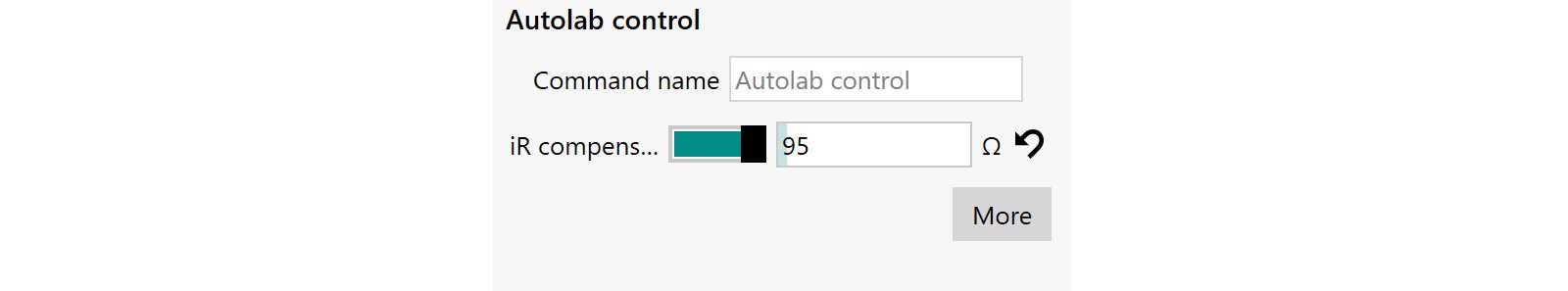 Las propiedades del comando de control Autolab en NOVA, con el interruptor de compensación iR habilitado. 
