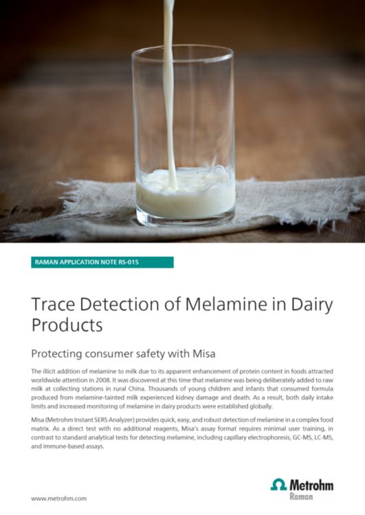 Trace detection of melamine in dairy products with MISA