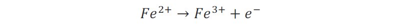 Oxidation of Fe2+ ions to Fe3+