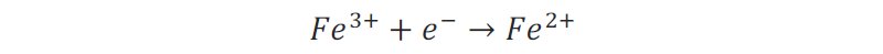 Reduction of Fe3+ ions to Fe2+ ions