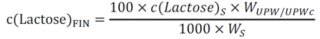 calculation lactose content in g per 100 mg