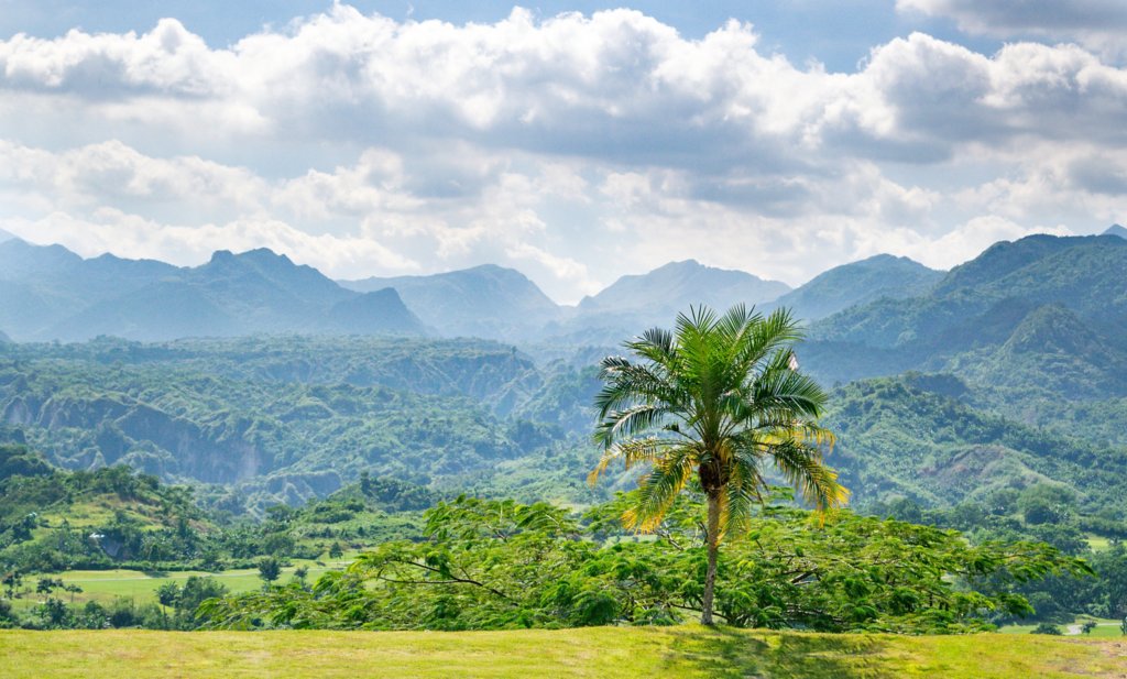 Overlook with View of Tropical Forests and Jagged Mountains outside of Clark, Philippines - Pampanga, Luzon, Philippines 