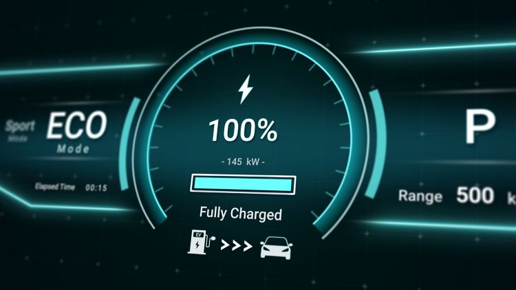 Battery charging status interface on electric vehicle