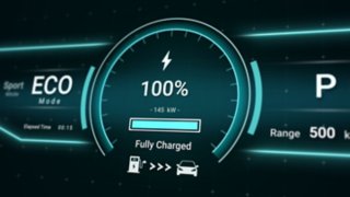 Elektrikli araçta akü şarj durumu arayüzü