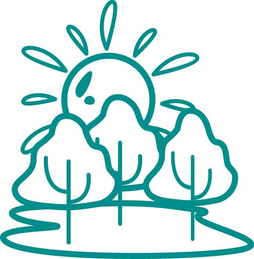 icon, environmental, sun and trees