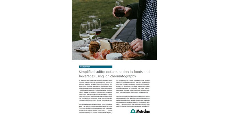 Simplified sulfite determination in foods and beverages using ion chromatography