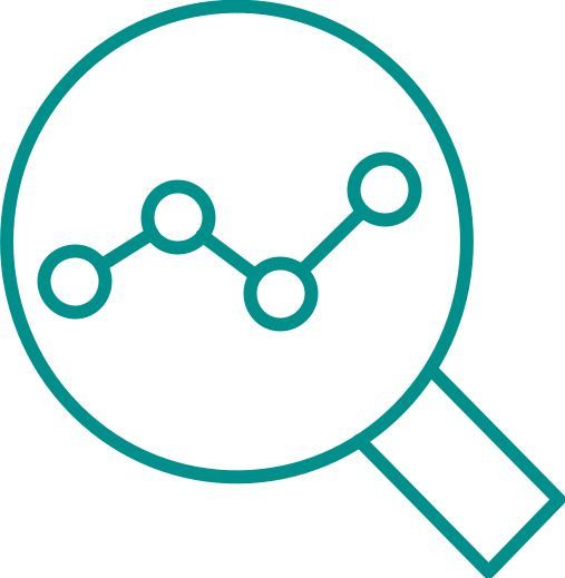 icon, chemicals through magnifying glass