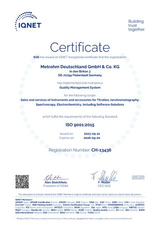 Metrohm Swiss Quality