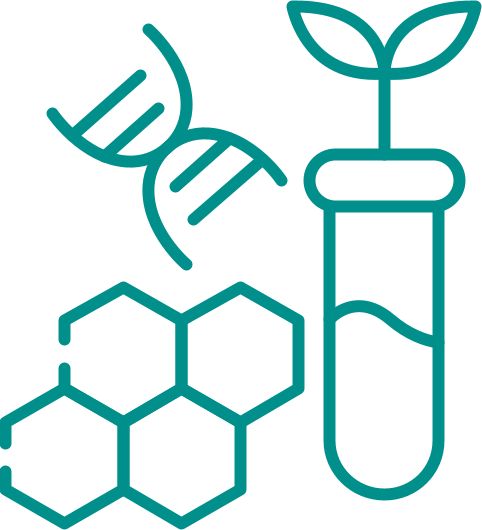 industry icon, biotechnology industry, main industry icon, test tube with DNA strand and organic molecule