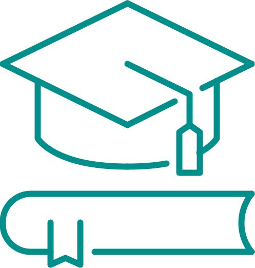 industry icon, education and basic research industry, main industry icon, book and graduation hat