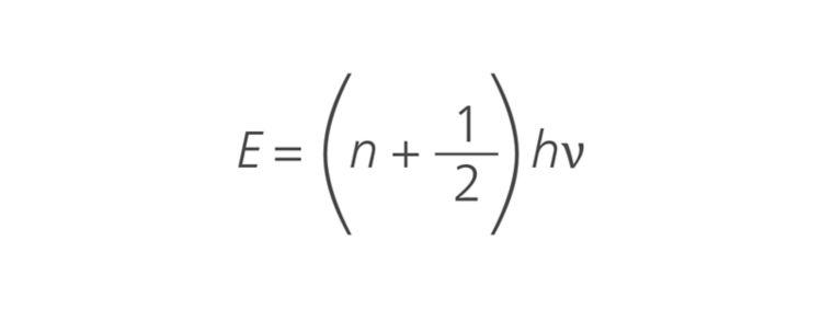 The harmonic oscillator model, developed within the framework of quantum mechanics, explains the vibrational energy of molecules or functional groups using this formula.