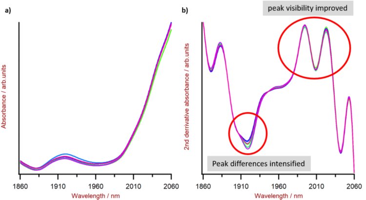 Example of the intensifying effect on spectral information by using mathematical calculation