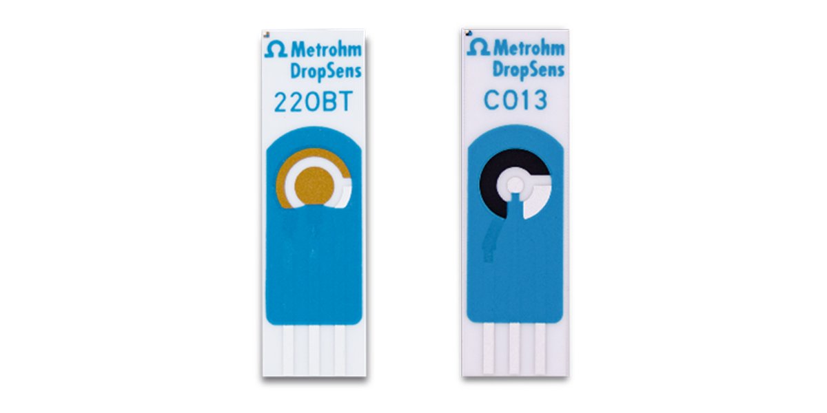 Metrohm DropSens offers a selection of screen-printed electrodes (220BT and C013 shown here) for various SERS applications.
