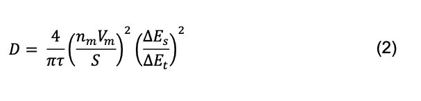 Chemical diffusion coefficient calcultation, dE/d√t considered linear