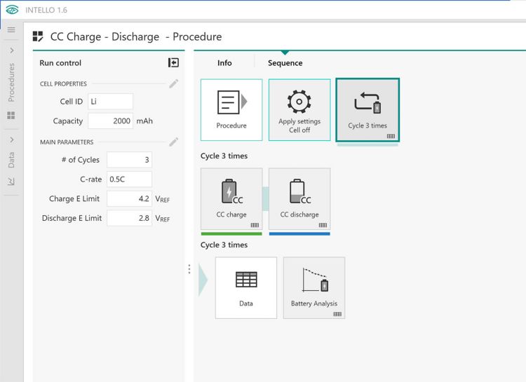 A simple CC Charge/Discharge procedure written in  INTELLO 1.6. 