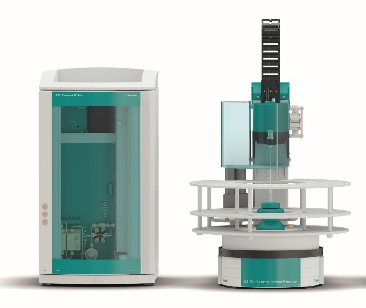 nstrumental setup including a miniaturized 930  Compact IC Flex Oven/Deg/MB and an 858 Professional Sample  Processor. 