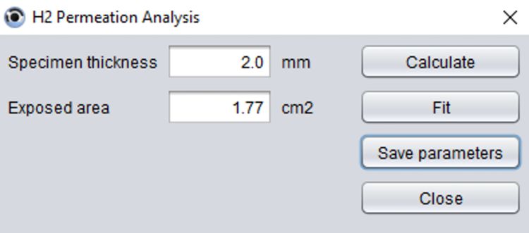  Type in the specimen thickness and the exposed area