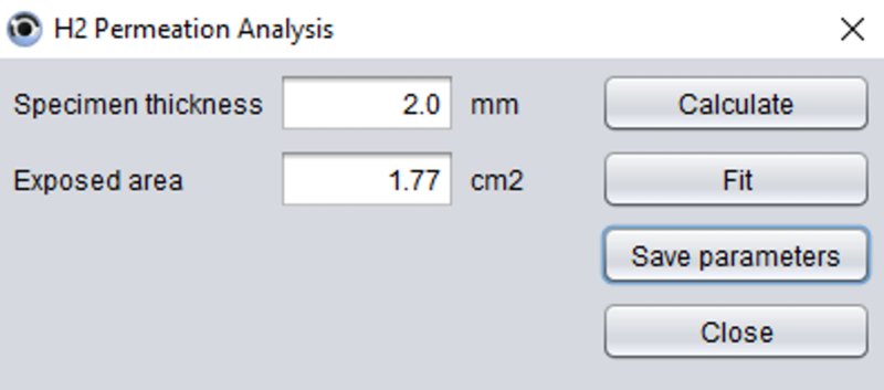 Type in the specimen thickness and the exposed area.