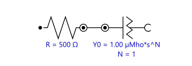 Equivalent circuit with a CPE in parallel with a resistor.