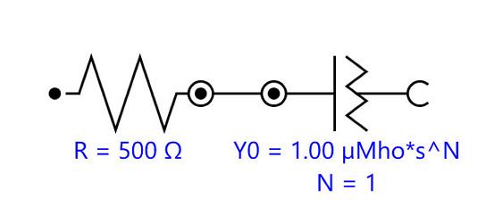 Equivalent circuit with a CPE in parallel with a resistor.