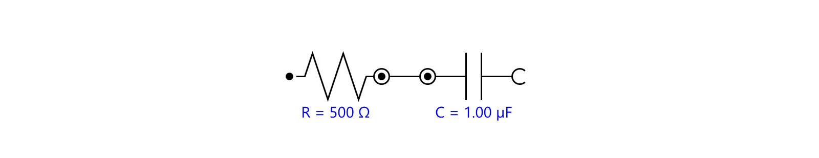 Equivalent circuit diagram for an RC (Resistor-Capacitor)  circuit in series. 