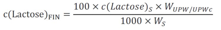 Lactose content calculation