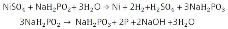 Reaction of electroless nickel deposition.