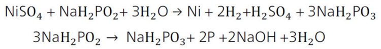 Reacción de deposición de níquel no electrolítico.