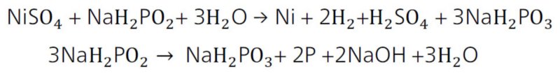 Reaction of electroless nickel deposition.