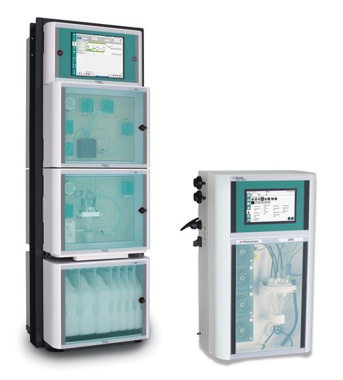 Some of the Metrohm Process Analytics analyzers  capable of determining the ammonia concentration online. Left:  2060 Process Analyzer, right: 2026 Titrolyzer.