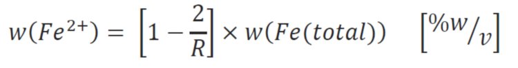 calculation concentration of Fe(II) 