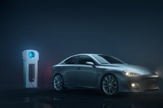 electric car at the charging station